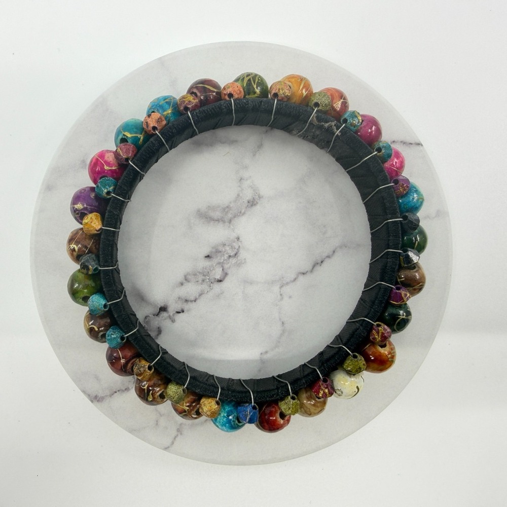 Bohemian Statement Beaded Cuff Bracelet Multi-Color Artisan Jewelry Gift Boho